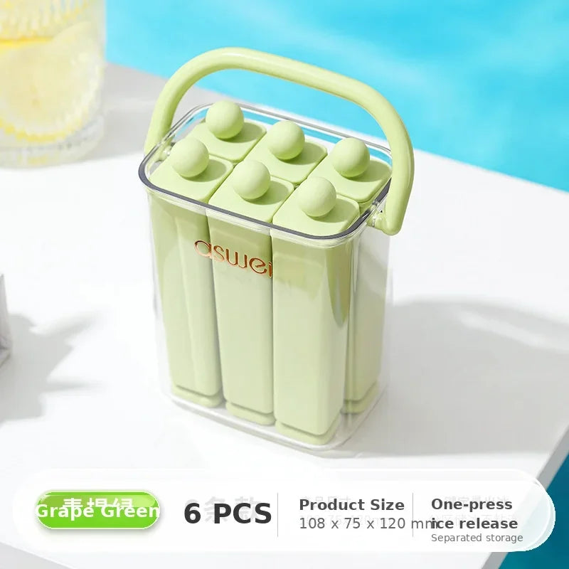1pc Silicone Ice Pop Mold Box Food Grade Easy Release PET PP Popsicle Maker Freezer Ice Cube Tray for Summer Drinks Home DIY