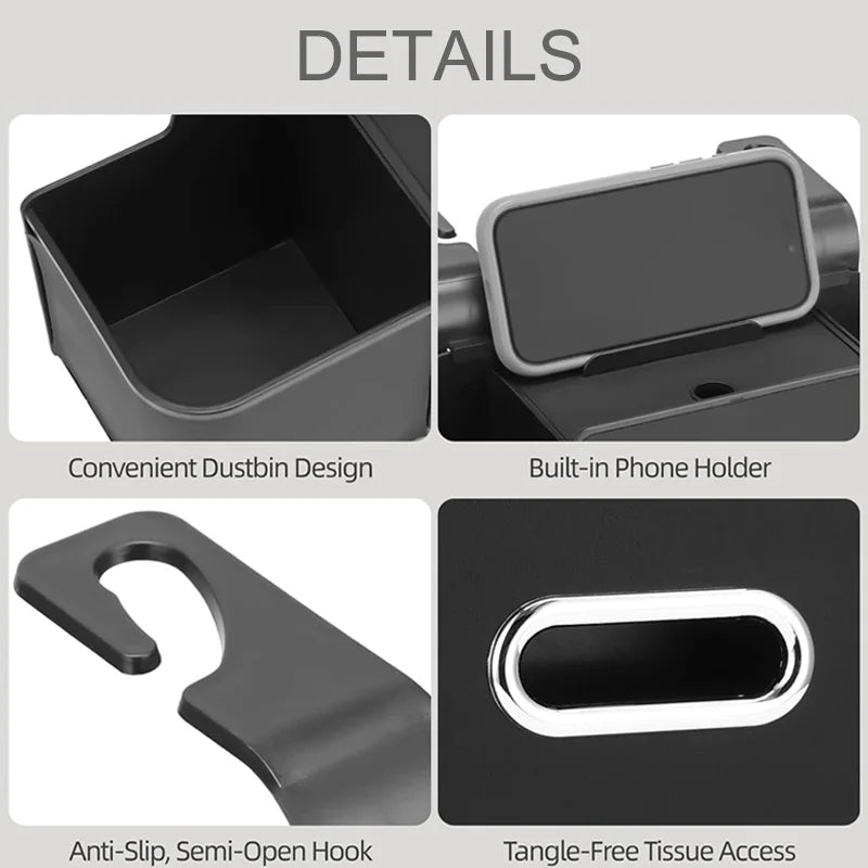 1/2pc Car Back Seat Organizer with 2 Drink Cup Holder-Tissue Box and Storage Box Hook-Multi-functional Storage-Great for Travel