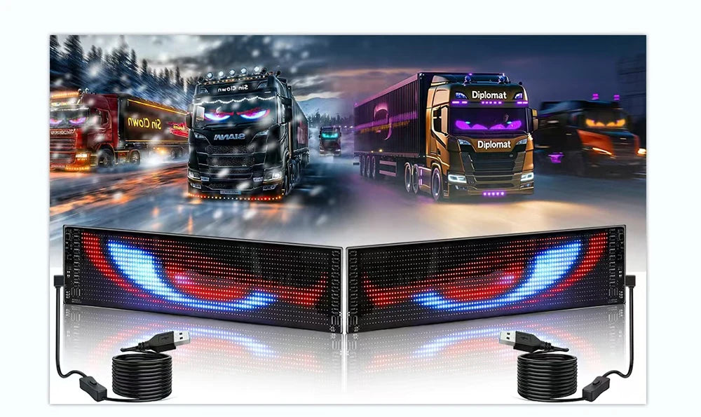 LED Truck Devil Eye Matrix Pixel Panel Remote App Control Soft Lighting Graffiti Scrolling DIY Programmable Flexible Screen