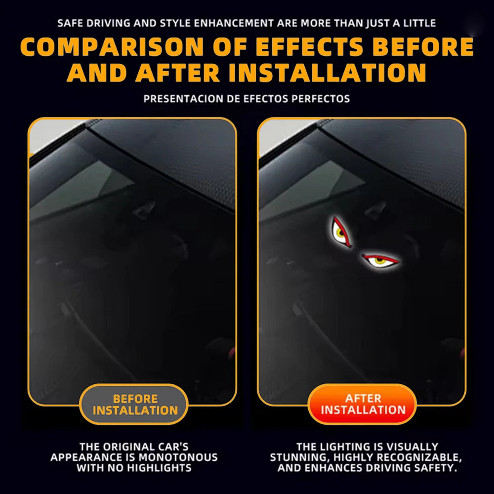 Solar DEMON EYE Ambient Light Dynamic Breathing Neon Light Car Decoration Rear Windshield Atmosphere Lights Car Accessories