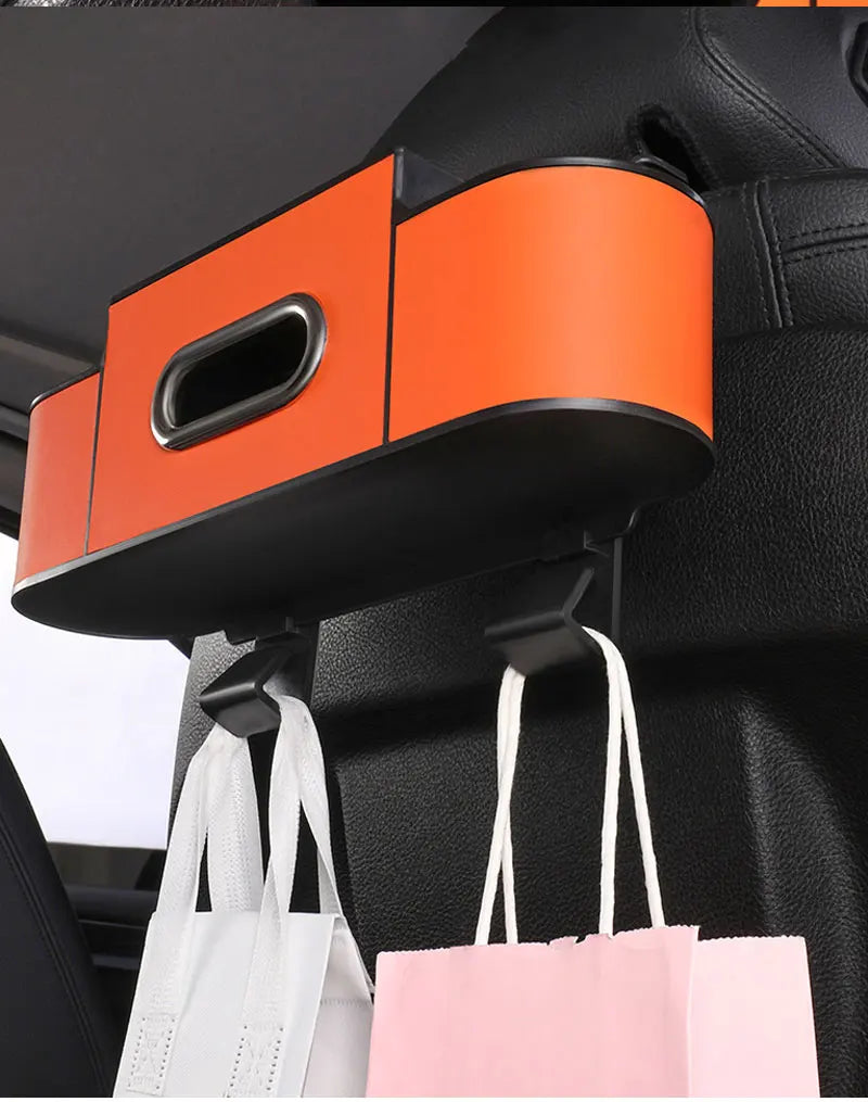 1/2pc Car Back Seat Organizer with 2 Drink Cup Holder-Tissue Box and Storage Box Hook-Multi-functional Storage-Great for Travel