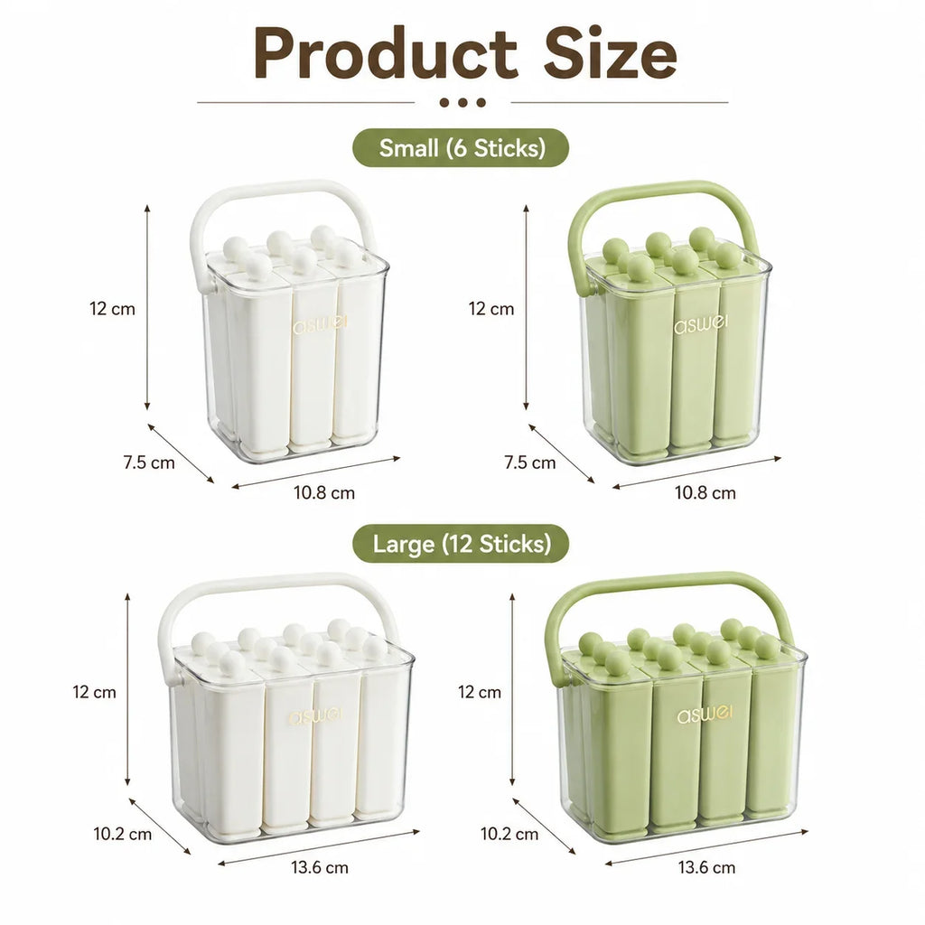 1pc Silicone Ice Pop Mold Box Food Grade Easy Release PET PP Popsicle Maker Freezer Ice Cube Tray for Summer Drinks Home DIY