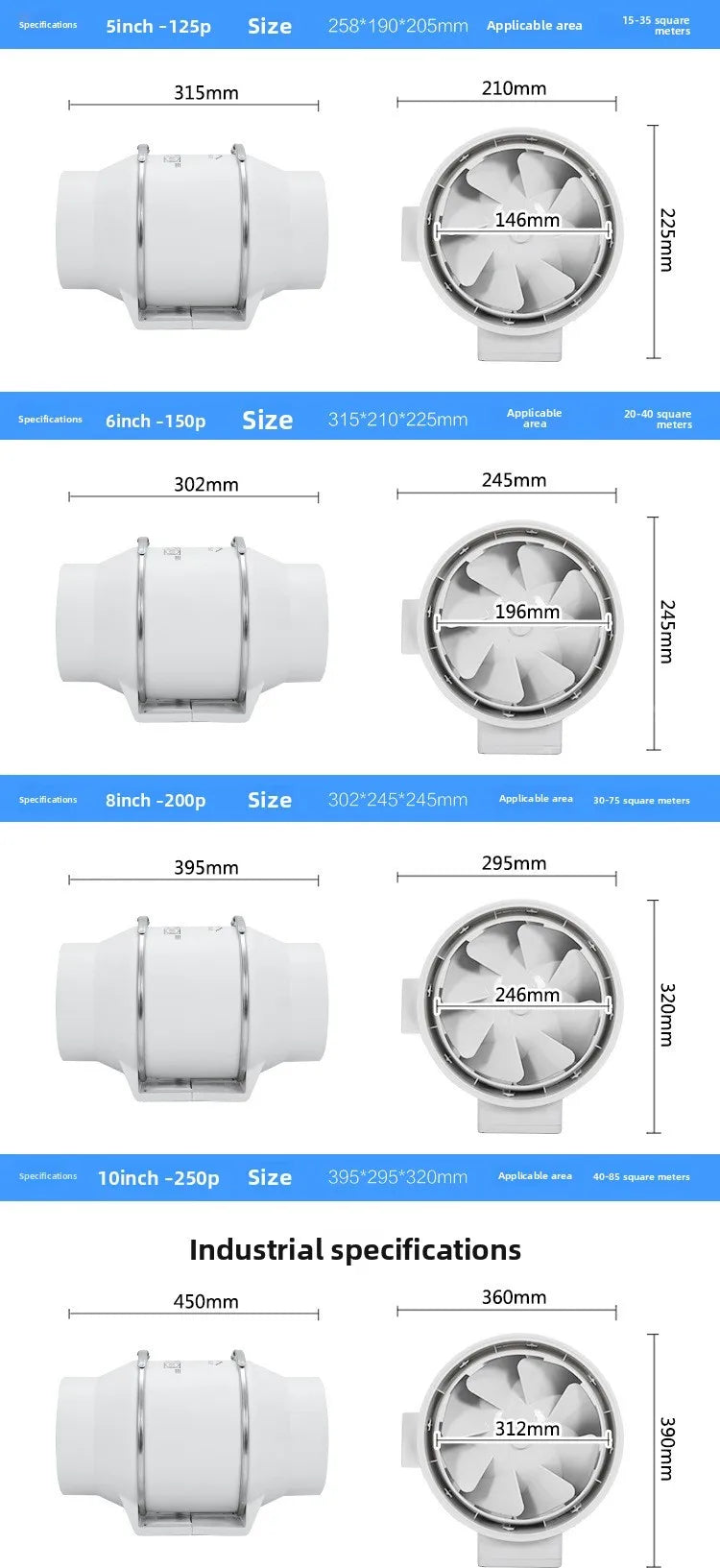 3inch Exhaust Pipe Fan Ventilation Fan Pipe Fan Inline Duct Fan Ventilation Exhaust Blower Fans Quiet For Ducting