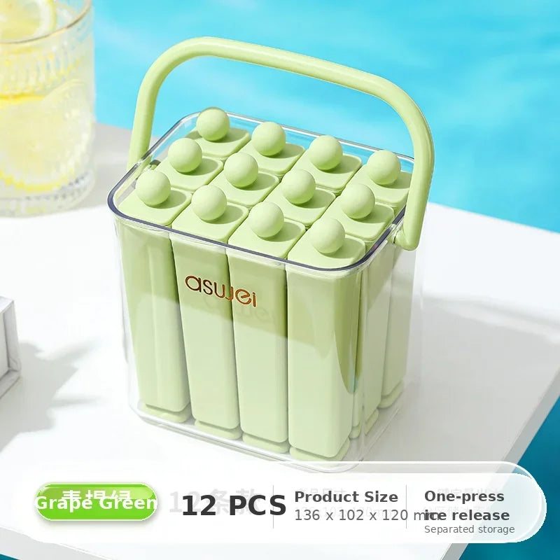 1pc Silicone Ice Pop Mold Box Food Grade Easy Release PET PP Popsicle Maker Freezer Ice Cube Tray for Summer Drinks Home DIY