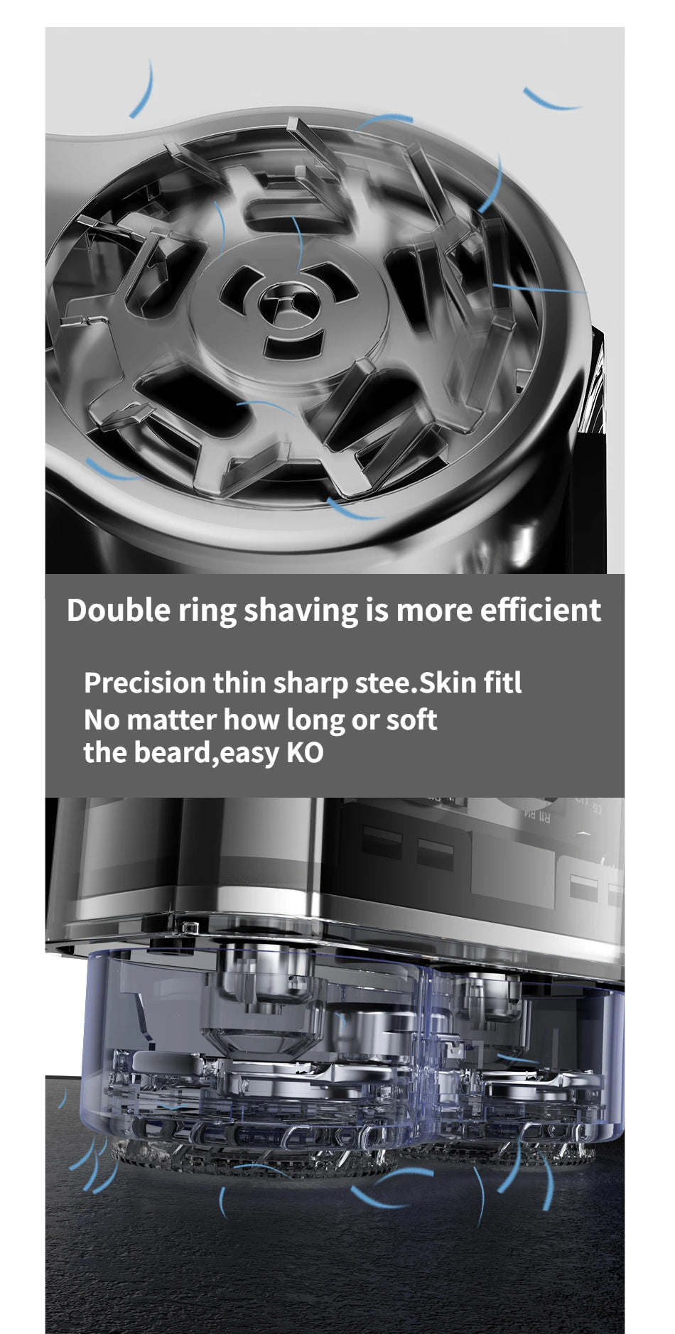 Electric Shaver、Transparent Body Rotary、Mini Portable Waterproof、IPX7 Wet Dry Electric、Travel Men Shaver