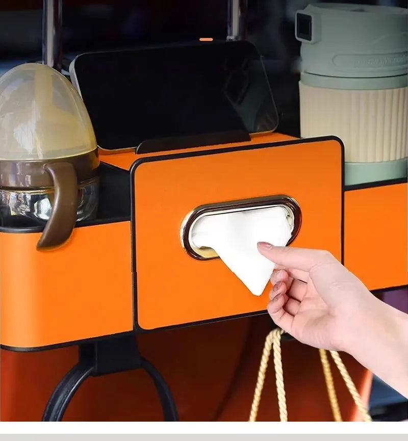 1/2pc Car Back Seat Organizer with 2 Drink Cup Holder-Tissue Box and Storage Box Hook-Multi-functional Storage-Great for Travel