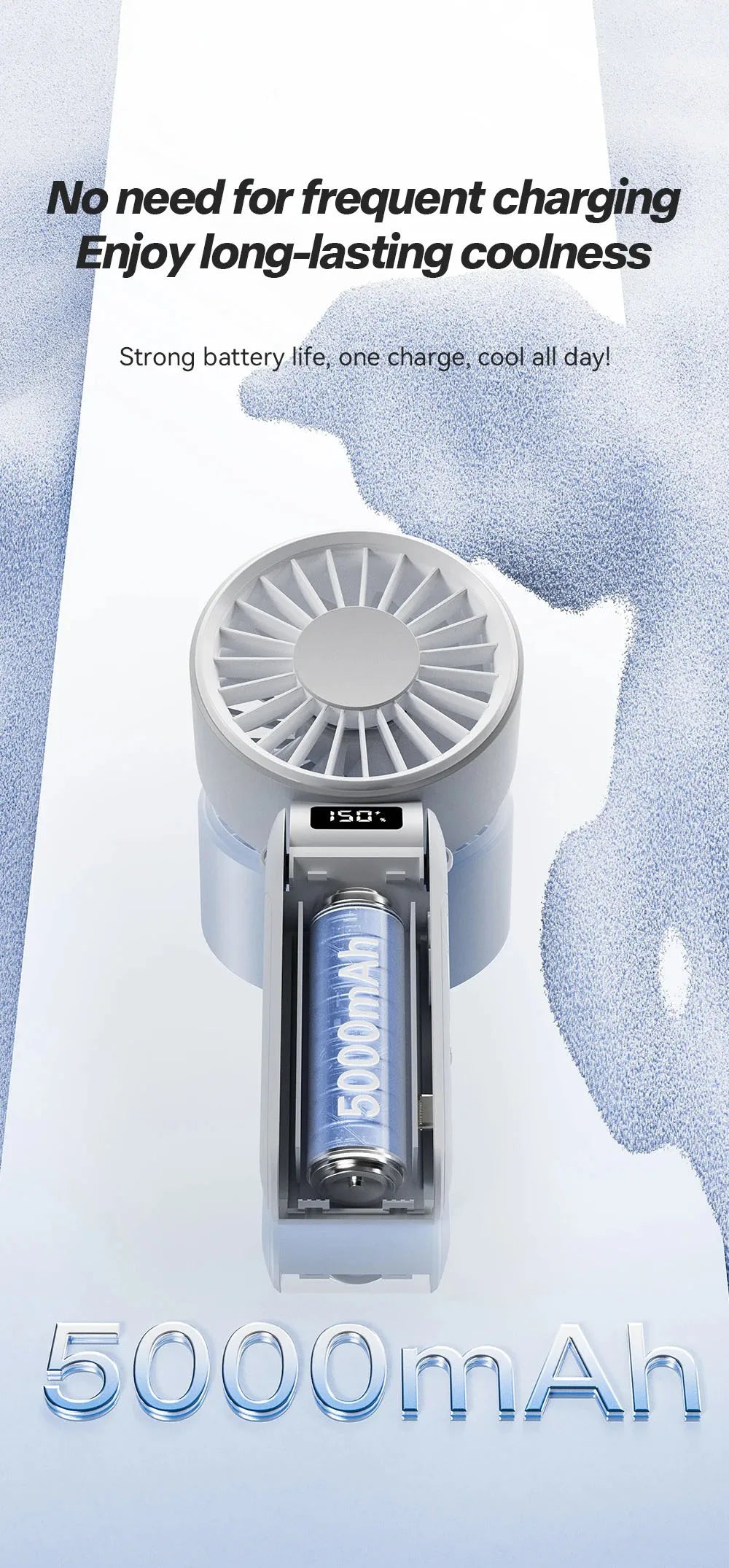Mini ventilador portátil sin ruido, ventilador de alta velocidad, batería recargable de 3000mAh, ventilador USB