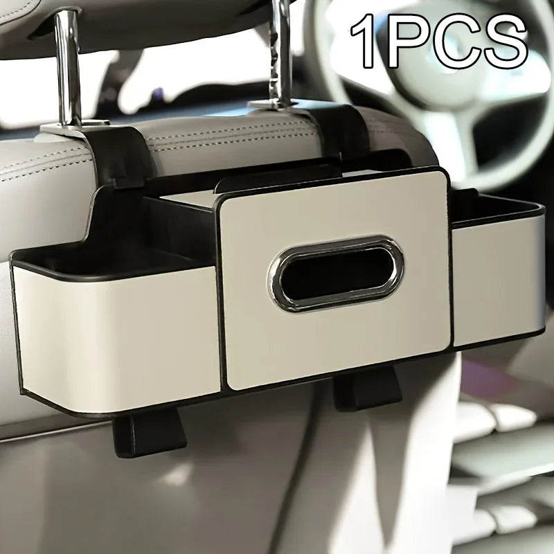 1/2pc Car Back Seat Organizer with 2 Drink Cup Holder-Tissue Box and Storage Box Hook-Multi-functional Storage-Great for Travel