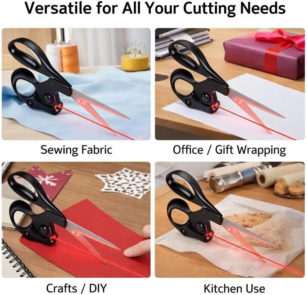 1Pack Laser Guided Sewing Scissors for Home Craft Wrapping Gift Fabric Sewing Cut Straight Fast for Fabric Paper Crafts