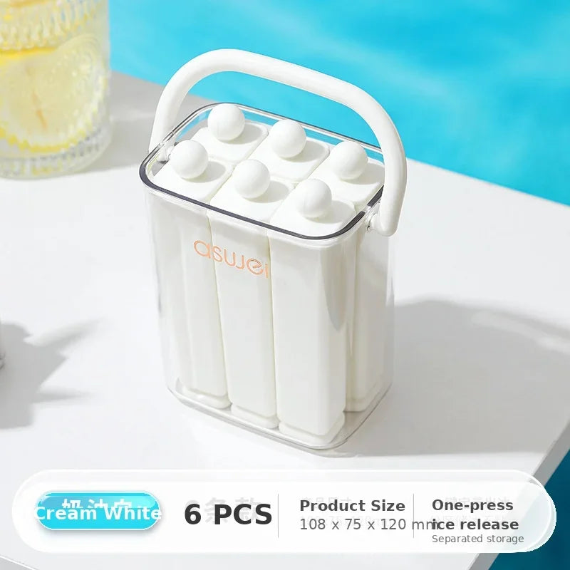 1pc Silicone Ice Pop Mold Box Food Grade Easy Release PET PP Popsicle Maker Freezer Ice Cube Tray for Summer Drinks Home DIY