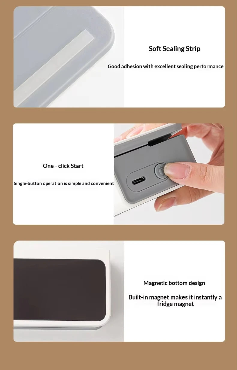 Rechargeable mini sealer with digital display, portable manual sealer, suitable for coffee, tea and snacks, ear-hook style.