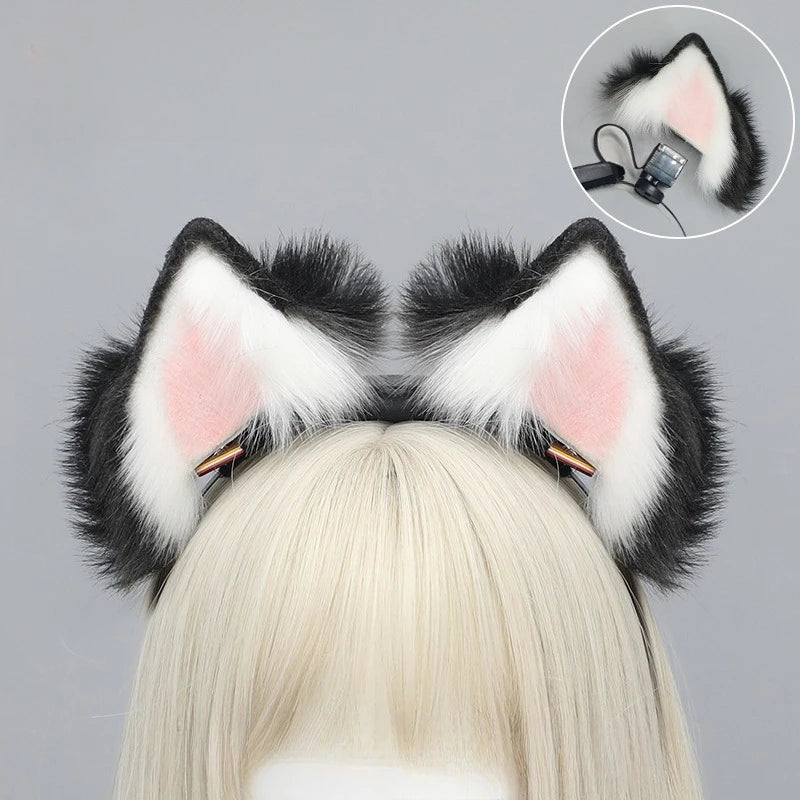 Simulation Animal Ear Headband Rechargeable Electric Movable Cosplay Accessory