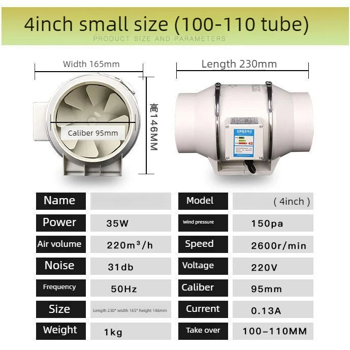 3inch Exhaust Pipe Fan Ventilation Fan Pipe Fan Inline Duct Fan Ventilation Exhaust Blower Fans Quiet For Ducting