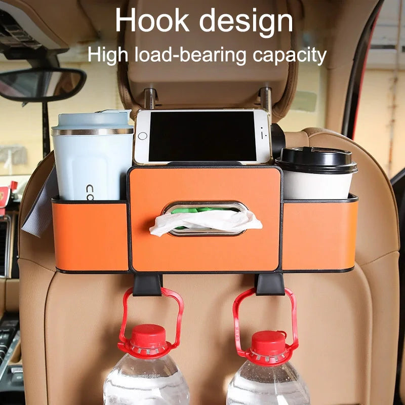 1/2pc Car Back Seat Organizer with 2 Drink Cup Holder-Tissue Box and Storage Box Hook-Multi-functional Storage-Great for Travel