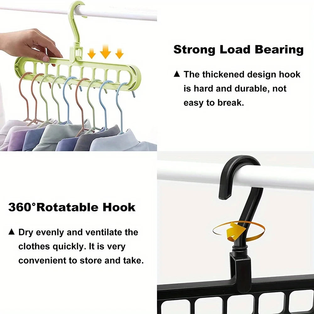 9-Hole Foldable Clothes Hangers Plastic Heavy Duty Space Saving Organizer Hangers For Clothes Home Closet Wardrobe Hanger
