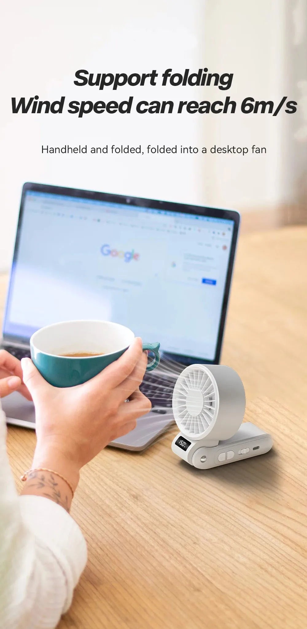 Mini ventilador portátil sin ruido, ventilador de alta velocidad, batería recargable de 3000mAh, ventilador USB