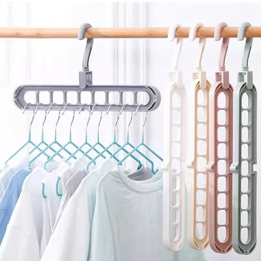 9-Hole Foldable Clothes Hangers Plastic Heavy Duty Space Saving Organizer Hangers For Clothes Home Closet Wardrobe Hanger