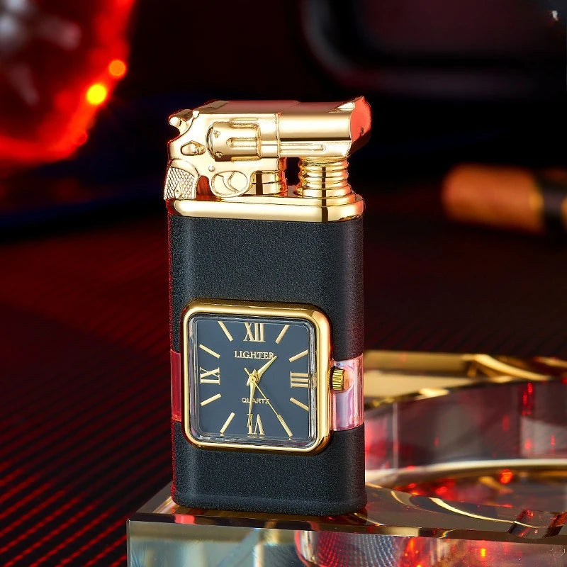 New Fashionable Multi Functional Double Fire Inflatable Lighter Convenient with Dial Breathable Chamber Cigarette Accessories