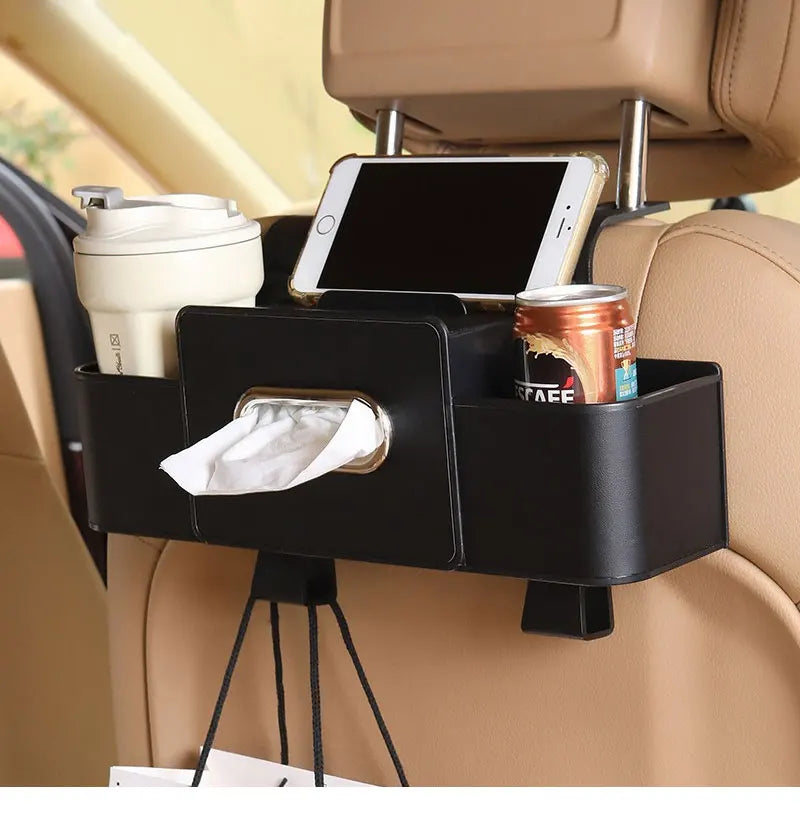 1/2pc Car Back Seat Organizer with 2 Drink Cup Holder-Tissue Box and Storage Box Hook-Multi-functional Storage-Great for Travel