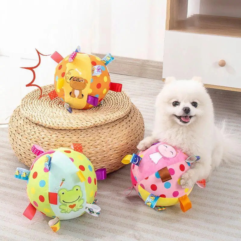 1Pcs Plush Dog Vocal Toy Ball Funny Interactive Pet Toys With Bells Cleaning Tooth Chew Toy For Dogs Cats Puppy Plaything