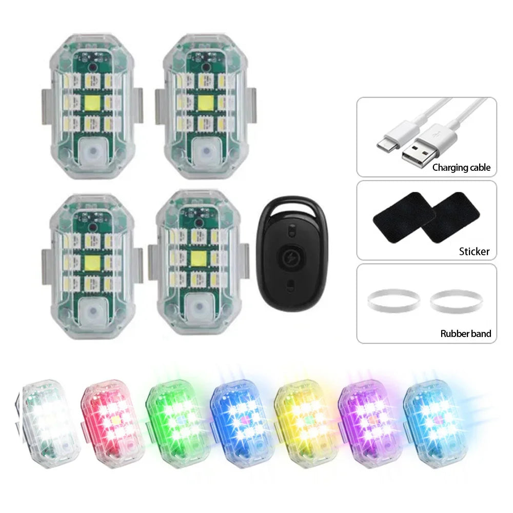 2Pc Remote Motorcycle Car Lights RC Drone LED Flash Wireless Light RC Fix Wing Aircraft Airplane Helicopter Warning Lights