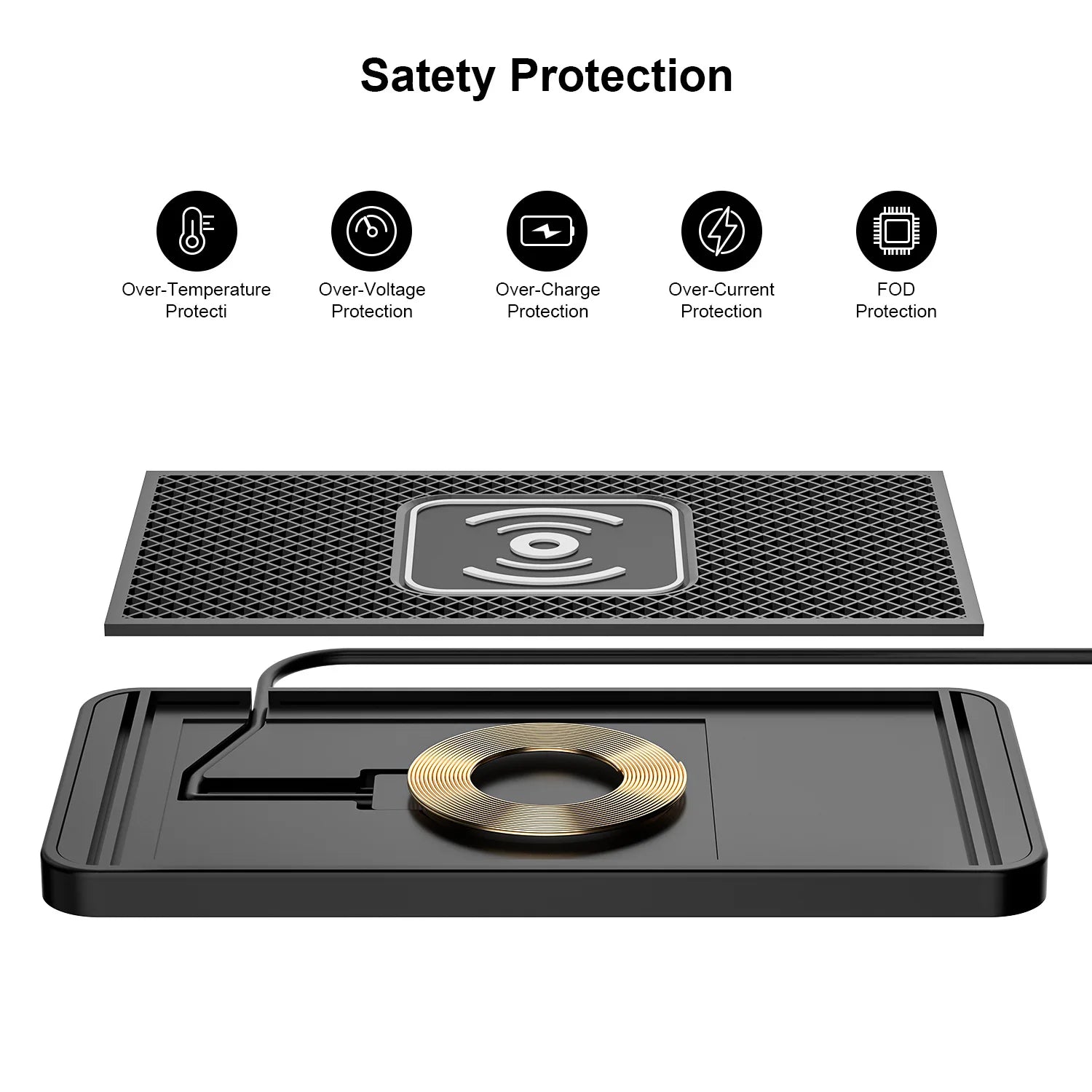 New Car Universal Wireless Charging Anti-skid Pad Charging Board Suitable Quick Charge Adapter Qi for Phone