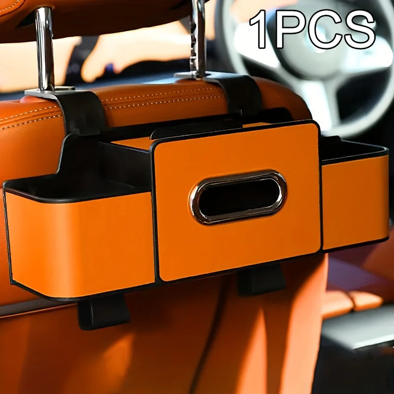 1/2pc Car Back Seat Organizer with 2 Drink Cup Holder-Tissue Box and Storage Box Hook-Multi-functional Storage-Great for Travel
