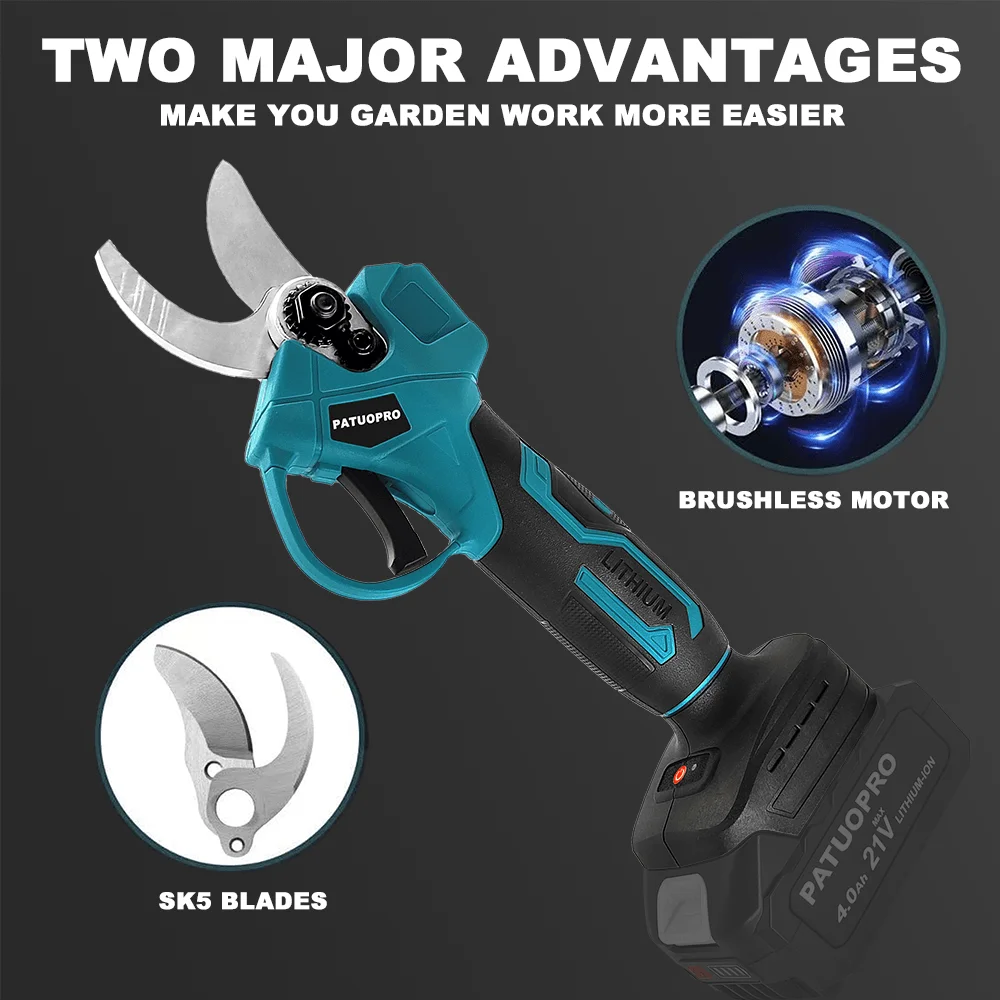 30mm Cordless Brushless Electric Pruning Shears (for Makita 18V batteries) – Power tool for pruning trees and bonsai branches.