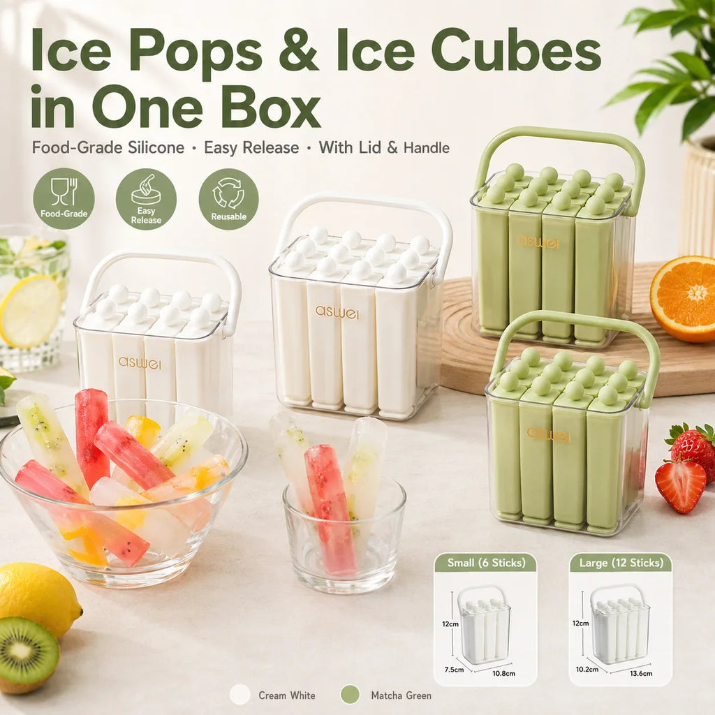1pc Silicone Ice Pop Mold Box Food Grade Easy Release PET PP Popsicle Maker Freezer Ice Cube Tray for Summer Drinks Home DIY