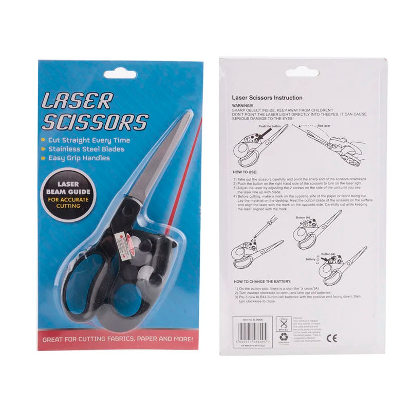 1Pack Laser Guided Sewing Scissors for Home Craft Wrapping Gift Fabric Sewing Cut Straight Fast for Fabric Paper Crafts