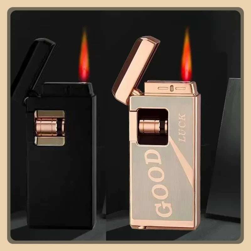 Metal Induction Windproof Red Jet Flame Butane Gas Lighter Creative Touch Roller Battery Ignition Smoking Accessories Gadgets