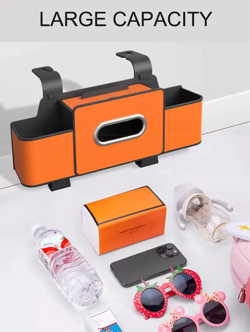 1/2pc Car Back Seat Organizer with 2 Drink Cup Holder-Tissue Box and Storage Box Hook-Multi-functional Storage-Great for Travel