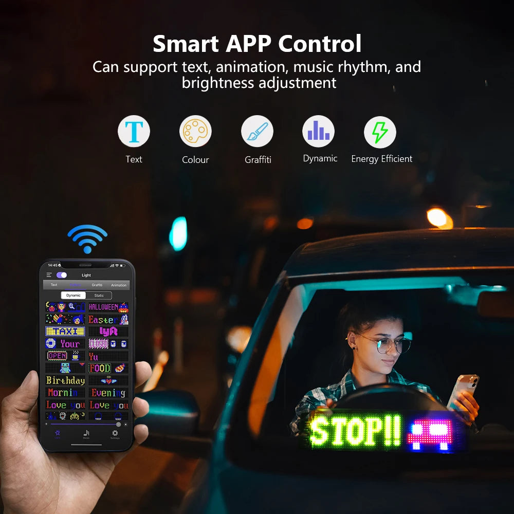 LED Truck Devil Eye Matrix Pixel Panel Remote App Control Soft Lighting Graffiti Scrolling DIY Programmable Flexible Screen