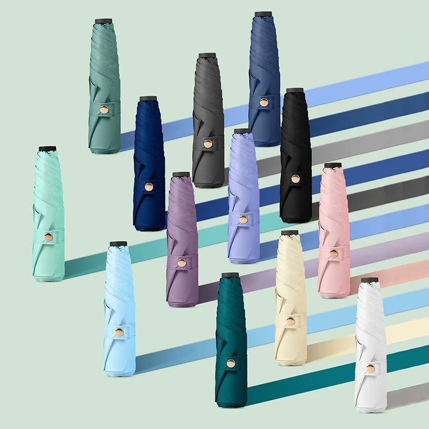 Ultra-light UPF50+ Umbrella Carbon Fiber Sun UV Protection Portable Umbrella Vinyl Folding Rain Parasol Pocket Pencil Umbrella