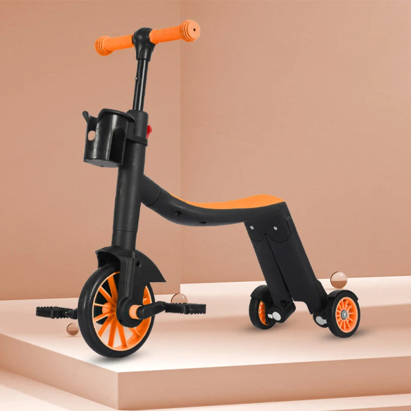 Multifunction Kick Scooter Height Adjustable For Kids Boys Girls Cycling Bicycles Foot Scooters With Push Handle,Pedal 3 In 1