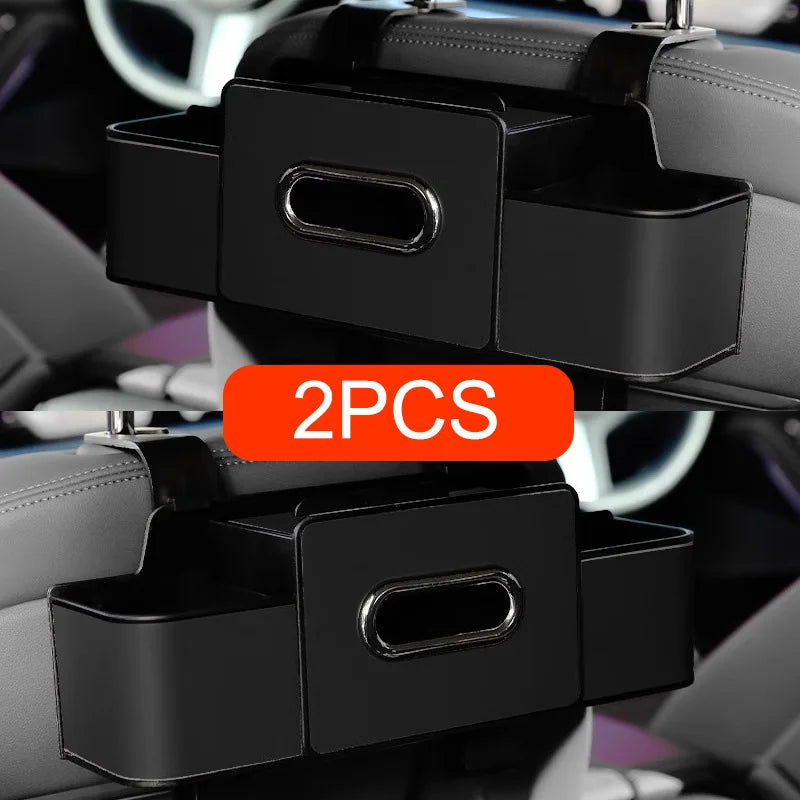 1/2pc Car Back Seat Organizer with 2 Drink Cup Holder-Tissue Box and Storage Box Hook-Multi-functional Storage-Great for Travel