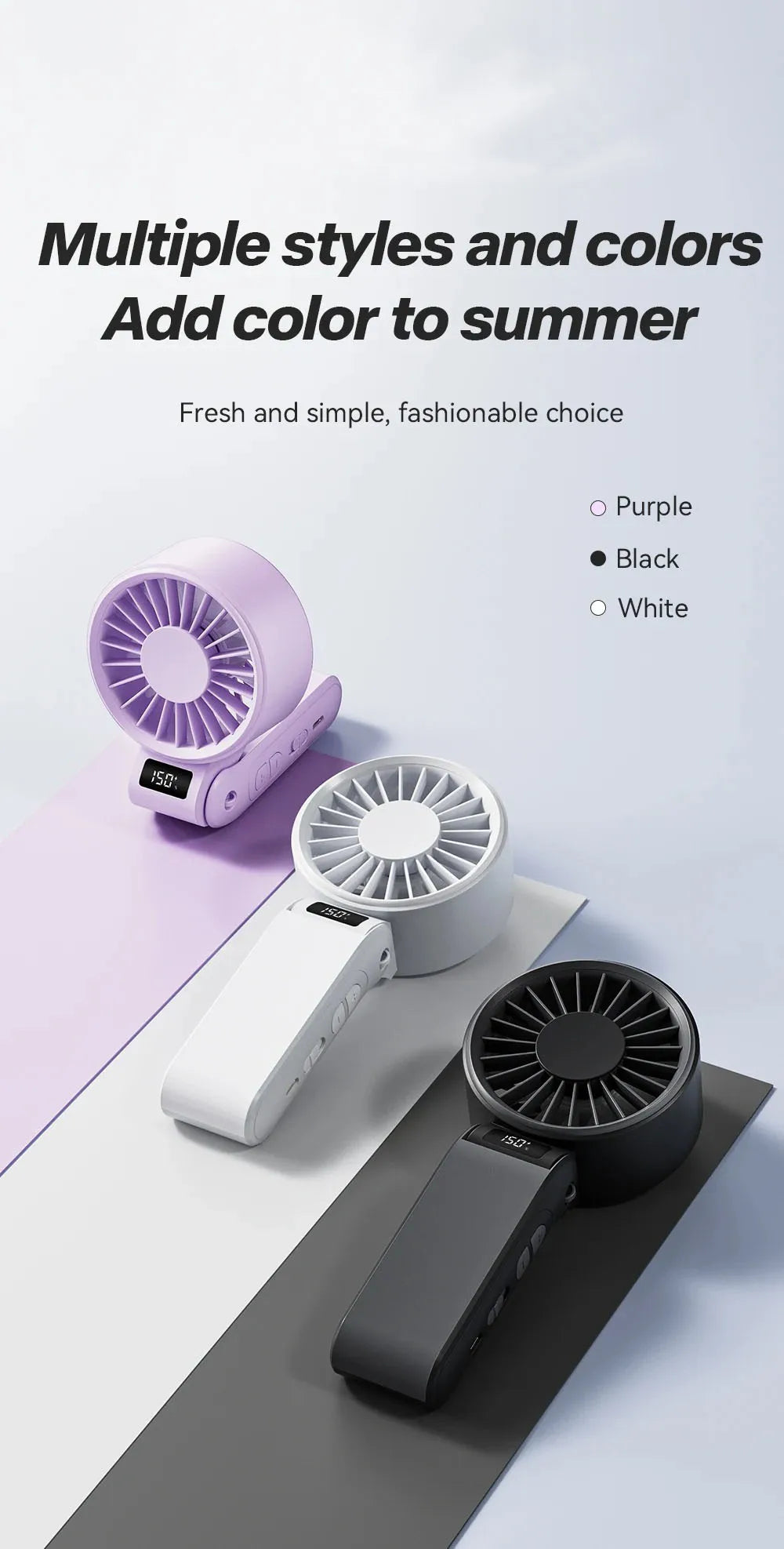 Mini ventilador portátil sin ruido, ventilador de alta velocidad, batería recargable de 3000mAh, ventilador USB