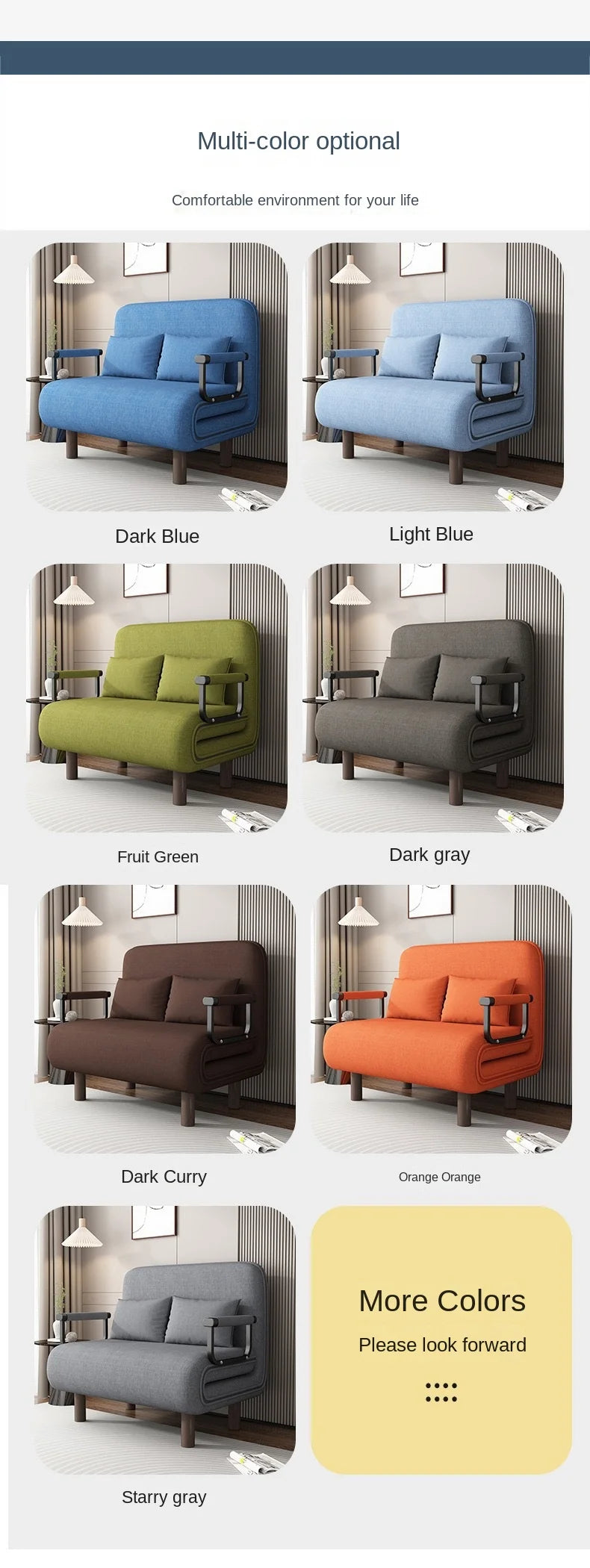 Modern Simplicity Metal Frame Folding Sofa Bed Dual-Purpose Study Lunch Break Two-in-One Single Sofa Bed