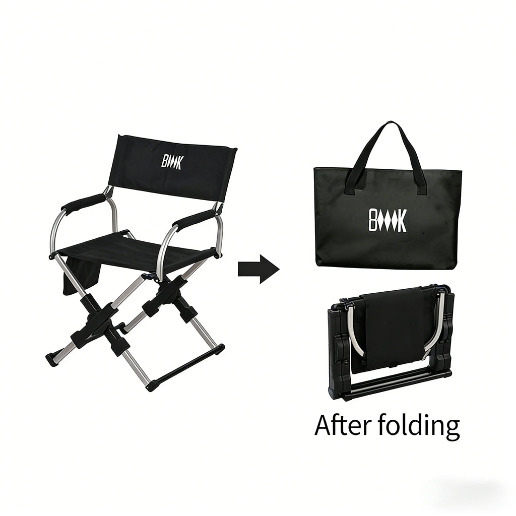 Outdoor Foldable Director Chair Aluminum Alloy Lightweight Camping Chair Portable Beach Fishing Hiking Picnic Seat Travel Furnit
