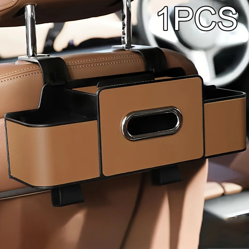 1/2pc Car Back Seat Organizer with 2 Drink Cup Holder-Tissue Box and Storage Box Hook-Multi-functional Storage-Great for Travel