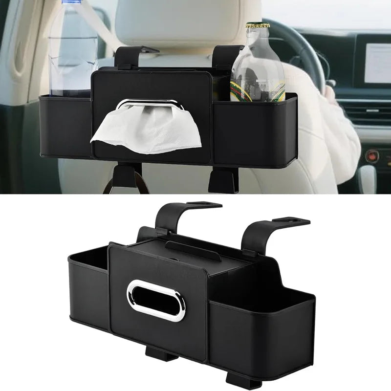 1/2pc Car Back Seat Organizer with 2 Drink Cup Holder-Tissue Box and Storage Box Hook-Multi-functional Storage-Great for Travel