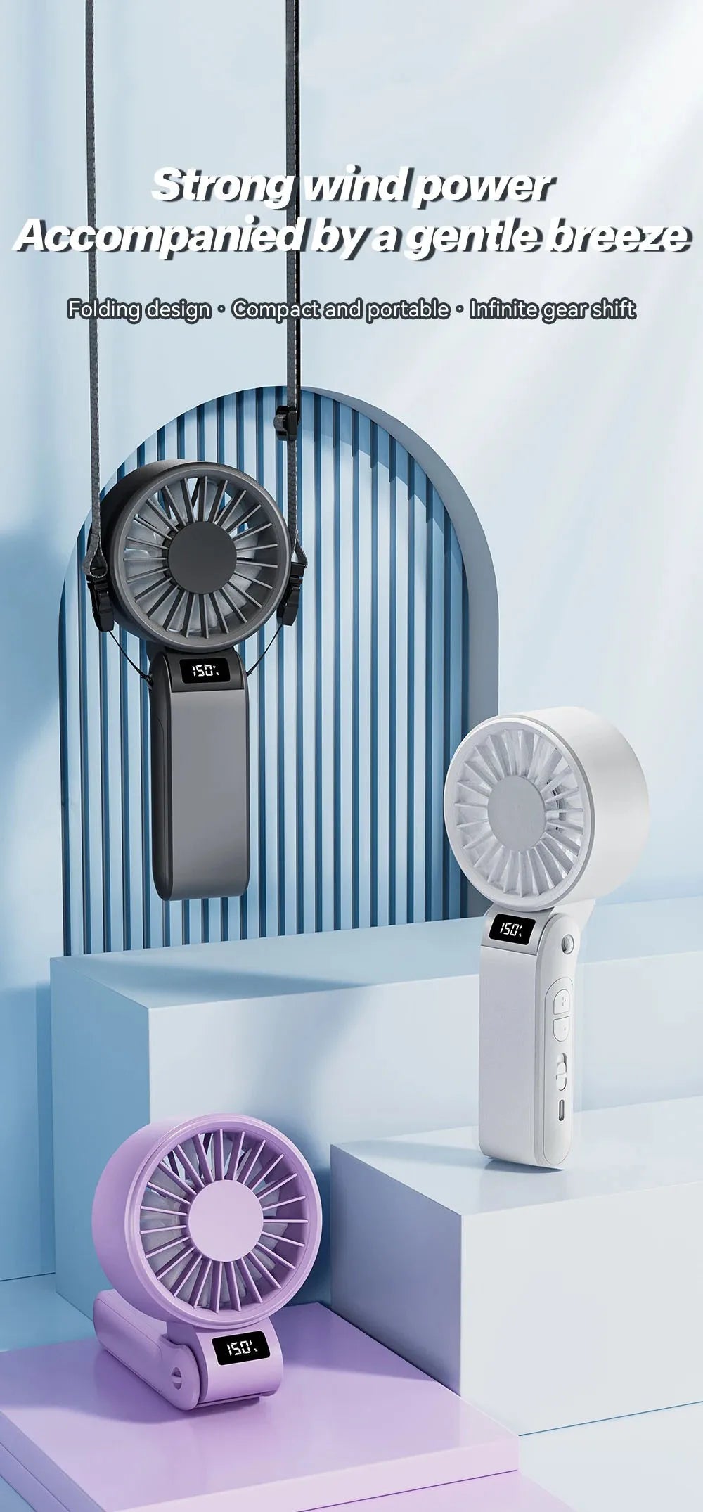 Mini ventilador portátil sin ruido, ventilador de alta velocidad, batería recargable de 3000mAh, ventilador USB